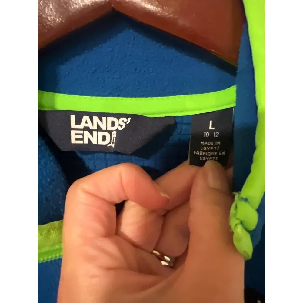 Land's End, Blue Fleece Zip-up, Kids size 10-12, 1518M
